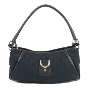 GUCCI Abbey GG Canvas Leather Pouch Shoulder Bag Black 130939 | Luna Bags