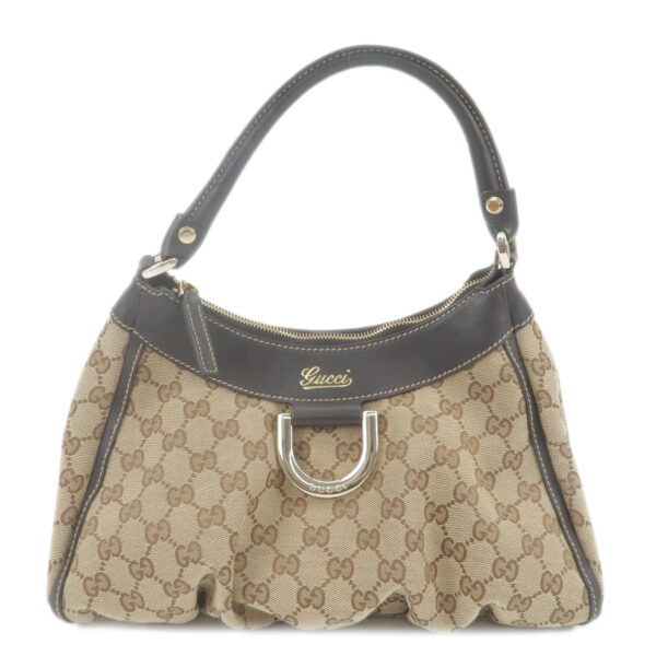 GUCCI Abbey GG Canvas Leather Shoulder Bag Beige Brown 190525 | Luna Bags