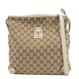 GUCCI Abbey GG Canvas Leather Shoulder Bag Beige Ivory 131326 | Luna Bags