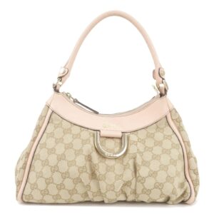 GUCCI Abbey GG Canvas Leather Shoulder Bag Beige Pink 190525 | Luna Bags
