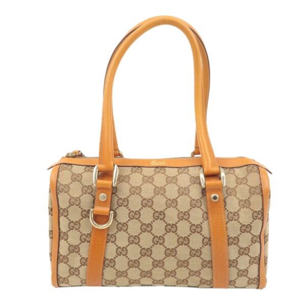 GUCCI Abbey GG Canvas Leather Mini Boston Bag Beige Orange 130942 | Luna Bags