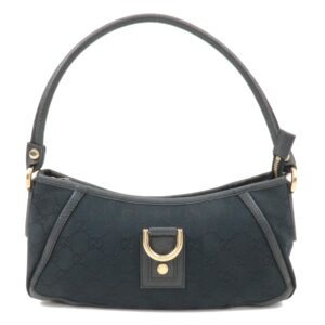 GUCCI Abbey GG Canvas Leather Shoulder Bag Black 130939 | Luna Bags