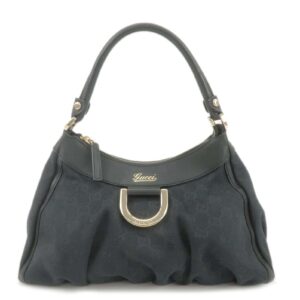GUCCI Abbey GG Canvas Leather Shoulder Bag Black 190525 | Luna Bags