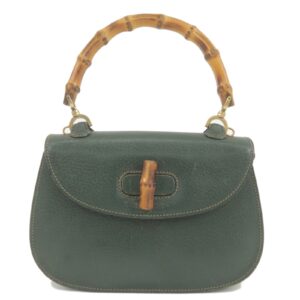 GUCCI Bamboo Leather Hand Bag Purse Green 000.1014.0188 | Luna Bags