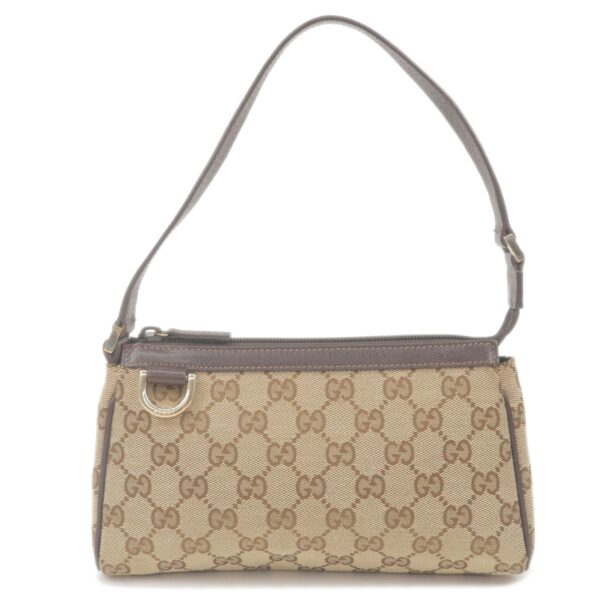 GUCCI Abbey GG Canvas Leather Pouch Hand Bag Beige Brown 145750 | Luna Bags