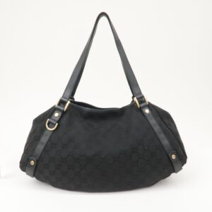 GUCCI Abbey GG Canvas Leather Tote Bag Shoulder Bag Black 130736 | Luna Bags