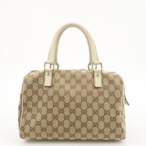 GUCCI Abbey GG Canvas Leather Mini Boston Bag Beige Ivory 153026 | Luna Bags