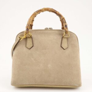 GUCCI Bamboo Suede Leather 2WAY Bag 000.2214.0290 Beige | Luna Bags