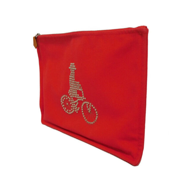 HERMES Clutch bag cotton Rouge viv Studs Velocipedist GM | Luna Bags