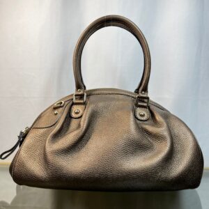 GUCCI Metallic Gold Grained Leather Two-Way Satchel Bag | Luna Bags