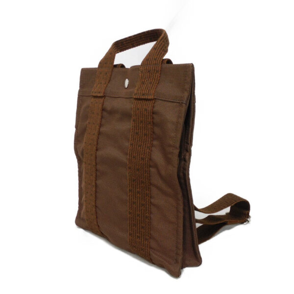 HERMES Backpack Nylon canvas (polyamide x polyester) Brown Serie button Her Line Sac Ad PM mens(Unisex) Used | Luna Bags