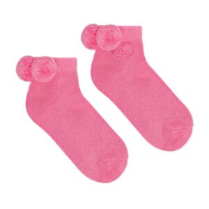 Gucci Cotton Ankle Socks with Pom-poms in Pink | Luna Bags