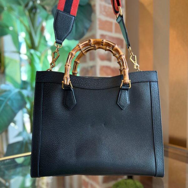 GUCCI Diana Medium Black Calfskin Leather Tote Bag | Luna Bags