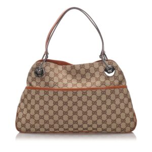 Gucci Brown Beige Canvas Fabric GG Eclipse Tote Bag Italy | Luna Bags