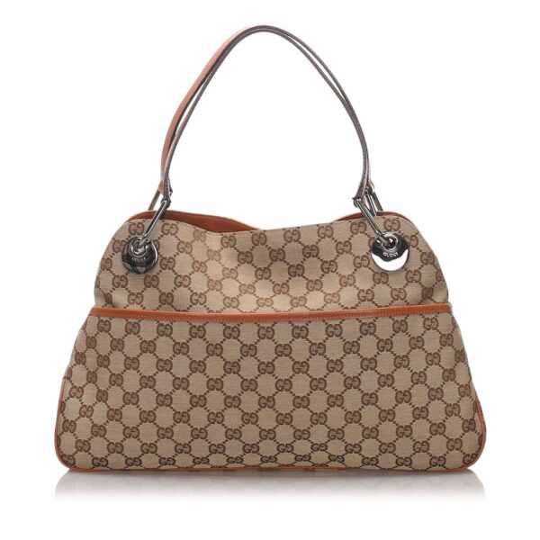 Gucci Brown Beige Canvas Fabric GG Eclipse Tote Bag Italy | Luna Bags