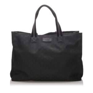 Gucci Black Canvas Fabric GG Tote Bag Italy | Luna Bags