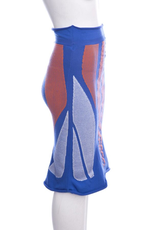 Louis Vuitton Blue & Orange Geometric Knee Length Pencil Skirt SZ XS | Luna Bags