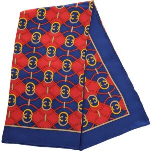 Gucci GG Waves Rhombus Silk Scarf in Navy | Luna Bags