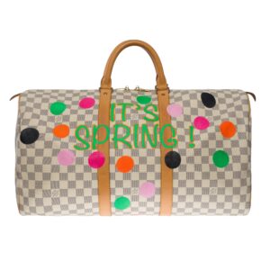 LOUIS VUITTON Customized "Summer X Spring" Keepall 50 travel bag in azure canvas | Luna Bags