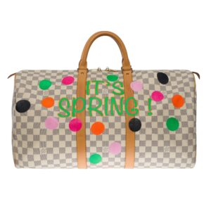 LOUIS VUITTON Customized "Summer X Spring" Keepall 50 travel bag in azure canvas | Luna Bags