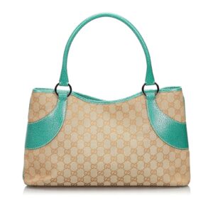 Gucci Brown Beige Canvas Fabric GG Tote Bag Italy | Luna Bags