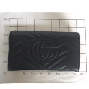 GUCCI Long Wallet Purse 443436 2057 leather black GG Marmont Continental Wallet Women Used | Luna Bags