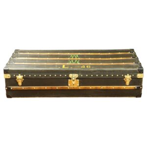 LOUIS VUITTON Amazing "Cartier" automobile flat Trunk in black canvas, Circa 1920 | Luna Bags
