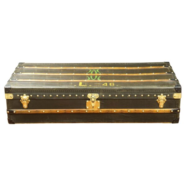 LOUIS VUITTON Amazing "Cartier" automobile flat Trunk in black canvas, Circa 1920 | Luna Bags