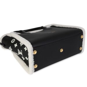 LOUIS VUITTON Black Grained Calfskin & White Shearling Monogram On My Side MM | Luna Bags