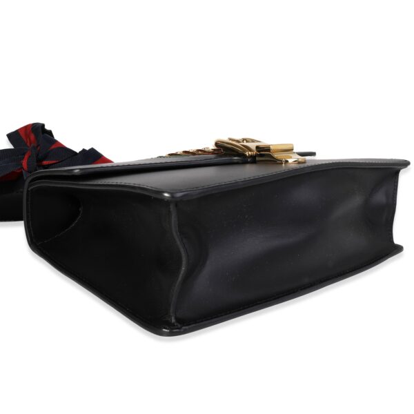 GUCCI Black Smooth Leather & Web Small Sylvie Shoulder Bag | Luna Bags