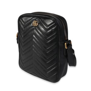 Gucci Black Matelassé Leather Marmont Messenger Bag | Luna Bags