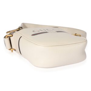 GUCCI White Grained Leather Logo Print Camera Crossbody Bag | Luna Bags