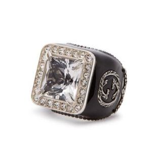 Gucci GG Crystal-embellished Signet Ring in White | Luna Bags