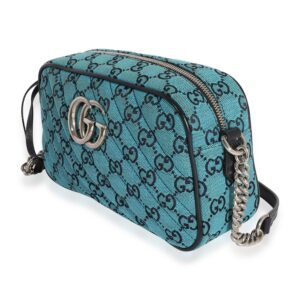 Gucci Blue GG Matelassé Denim Small Marmont Shoulder Bag | Luna Bags