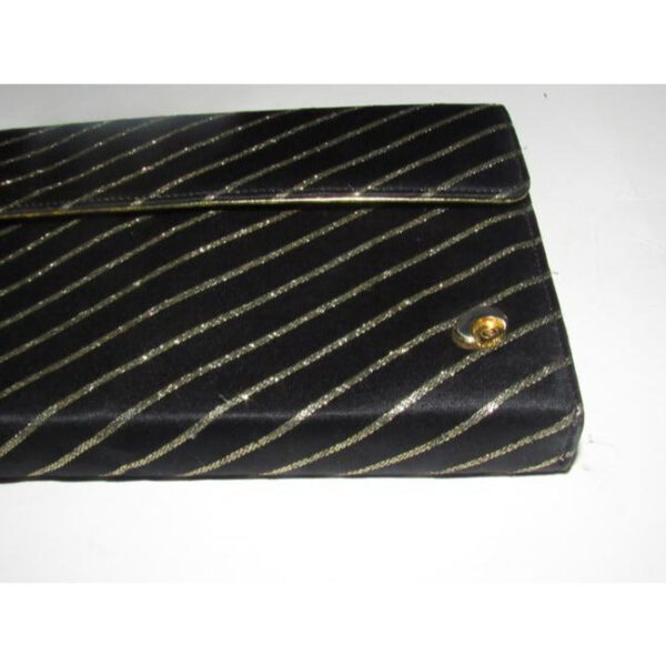 Gucci Vintage Pursesdesigner Purses Black Silk Fabric And Gold Leather Shoulder Bag | Luna Bags