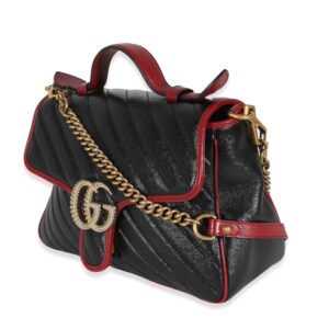 Gucci Black Quilted Leather GG Marmont Small Torchon Top Handle | Luna Bags