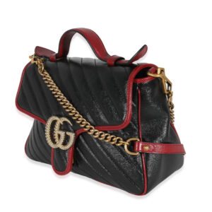 Gucci Black Quilted Leather GG Marmont Small Torchon Top Handle | Luna Bags