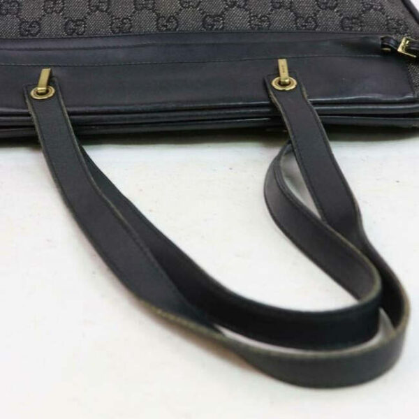Gucci Tom Ford Era Vintage Purse Black Large G Logo Print On Grey Canvas And Black Leather Satchel | Luna Bags
