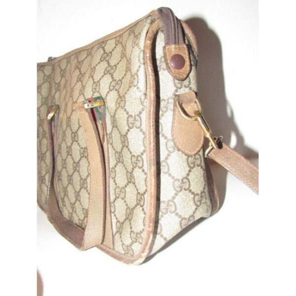 Gucci Vintage Pursesdesigner Purses Brown Large G Logo Print Coated Canvas And Brown Leather With Re | Luna Bags