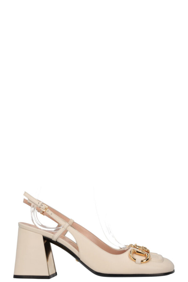 GUCCI Square Toe Horsebit Heels Ivory | Luna Bags