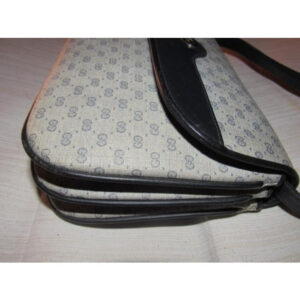 Gucci Vintage Navy Small G Logo Print Coated Canvas And Navy Leather Shoulder | Luna Bags