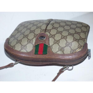 Gucci Vintage Brown Large G Logo Print Coated Canvas And Brown Leather | Luna Bags
