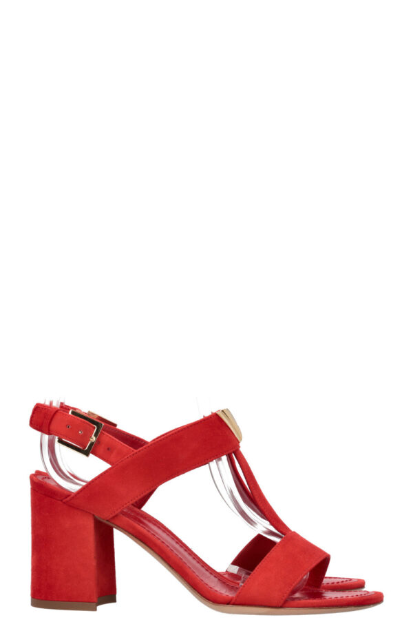 LOUIS VUITTON Essential V Sandals Suede Red | Luna Bags