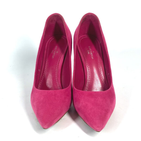 LOUIS VUITTON pumps suede pink LV circle logo High heels 34 1/2 | Luna Bags