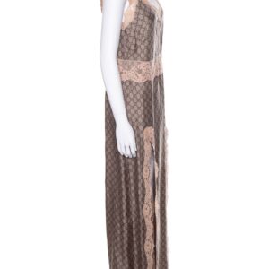 Gucci Brown Silk Interlocking GG Maxi Slip Dress SZ 40 | Luna Bags