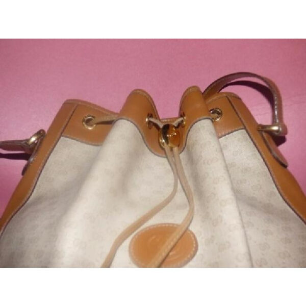 Gucci Vintage Pursesdesigner Purses Camel Small G Logo Print On Ivory Coated Canvas And Camel Leathe | Luna Bags