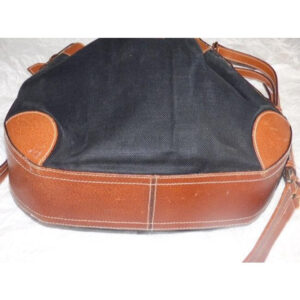 Gucci Black Linen And Camel Leather Bucket Bag With Equestrian Strap | Luna Bags