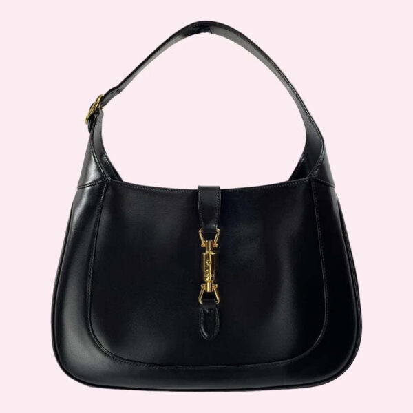 Gucci Jackie Leather Shoulder Bag with Crossbody Strap, Black Leather | Luna Bags