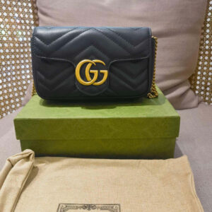 Gucci Marmont Super Mini Crossbody Bag, Leather, Black | Luna Bags