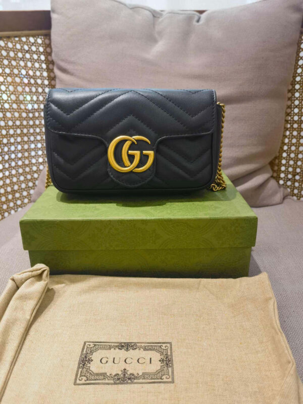 Gucci Marmont Super Mini Crossbody Bag, Leather, Black | Luna Bags